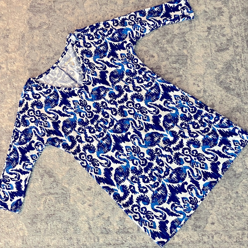 Lilly Pulitzer Blue and White Long Sleeve Dress